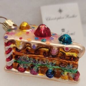 Christopher Radko 'Just Desserts' Cake Slice Glass Gem Ornament w/tag. Like New!